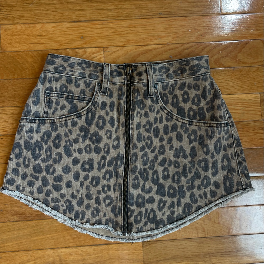 LF Leopard Denim Mini Skirt